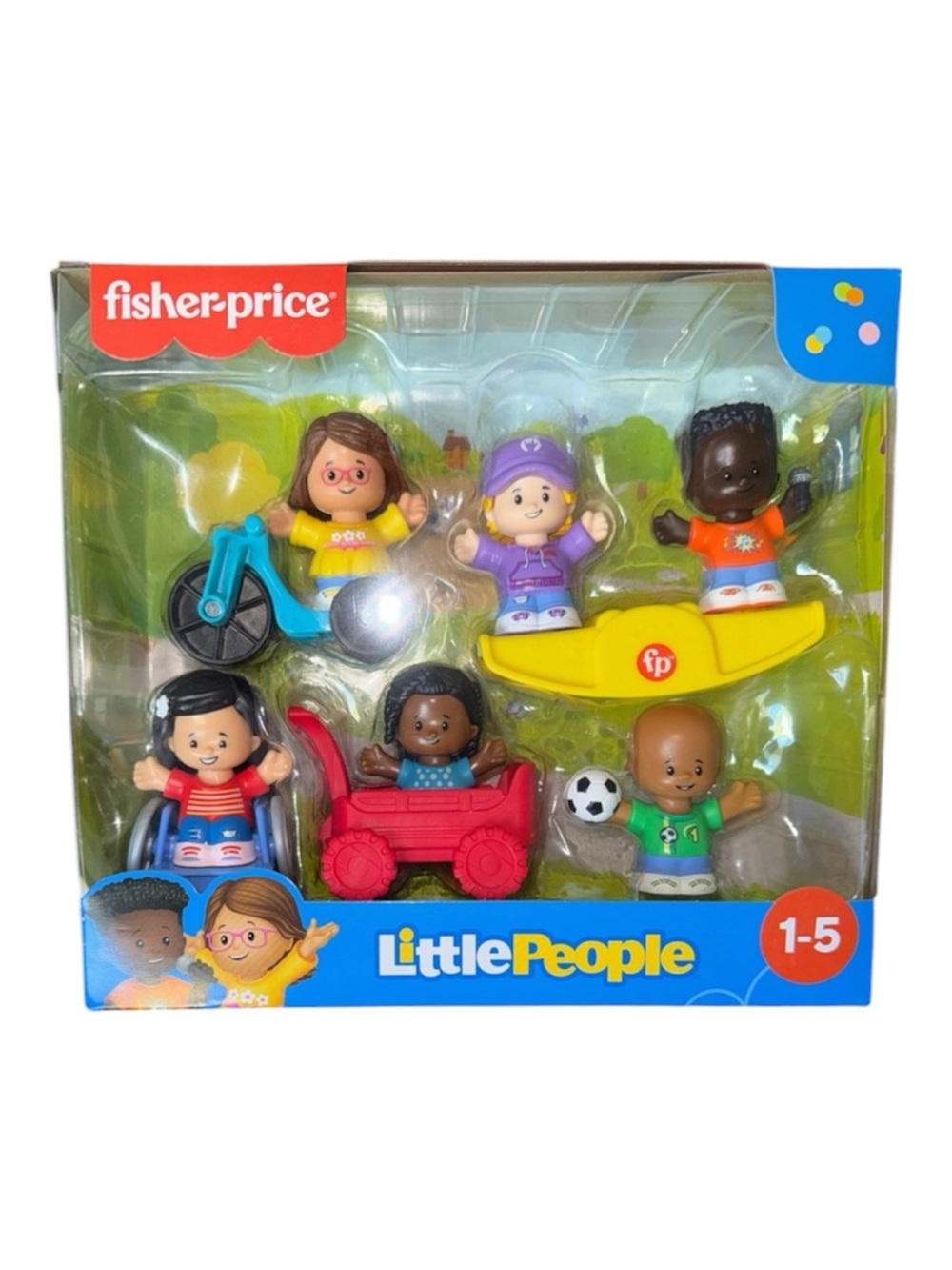 Fisher-Price Little People 6 Figure Pack with trike, wagon, & wheelchair